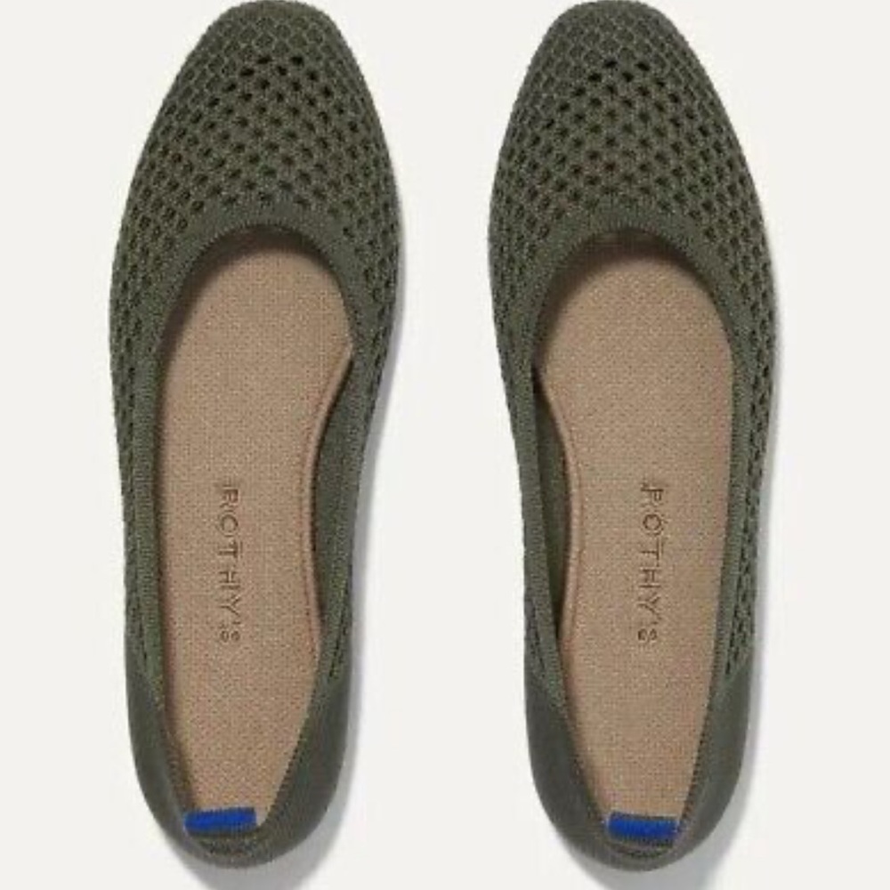 Rothy’s Square Mesh Shoes in Olive